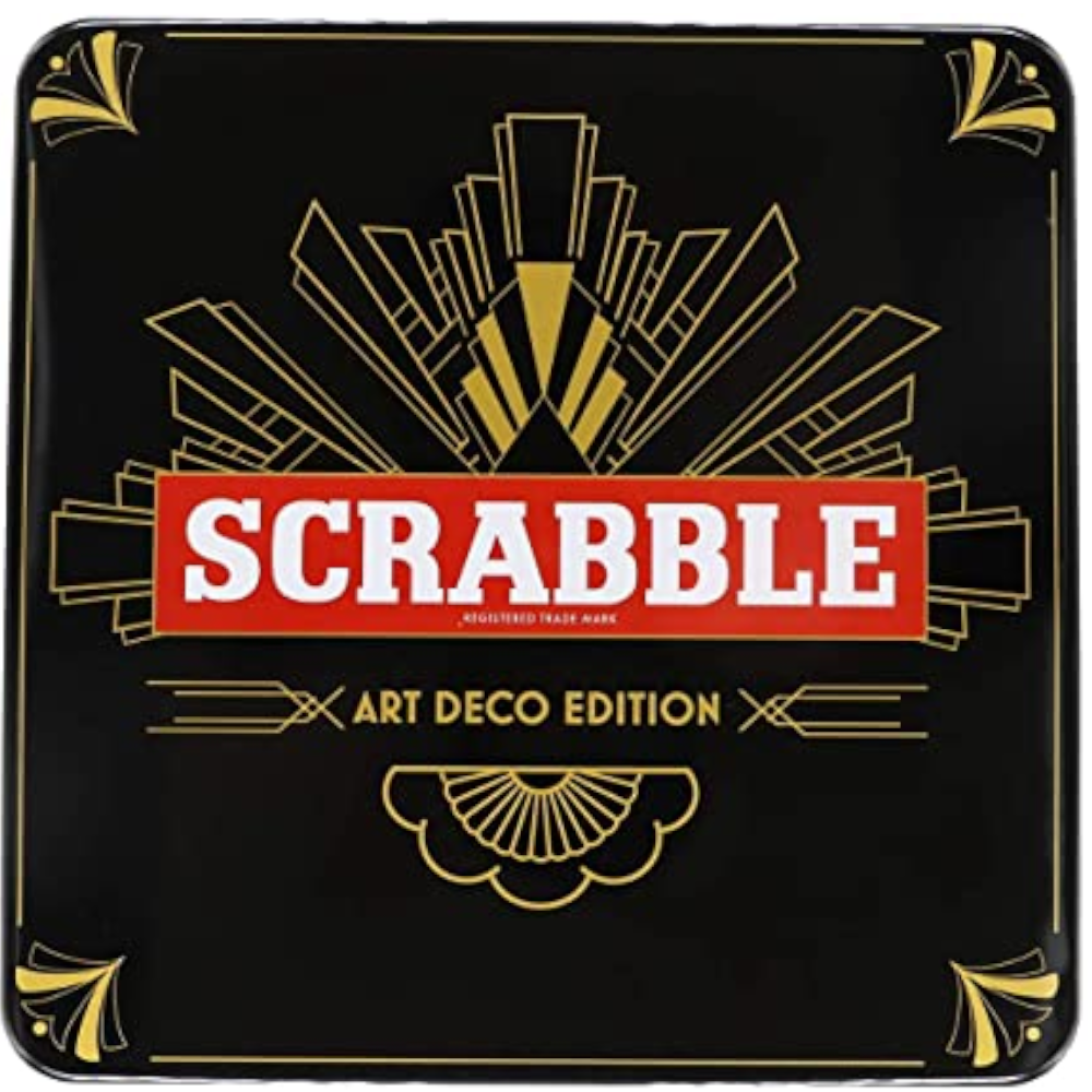 Scrabble with Art Deco Tin